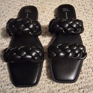 Time and Tru Women's Black Double Braided Sandals